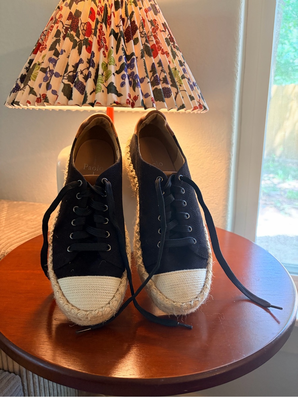 Paolo Black Canvas Espadrille Sneakers with Jute Trim